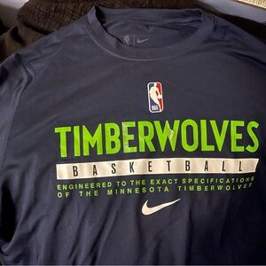 Nike Navy Timberwolves Basketball Tee with Bright Green Lettering